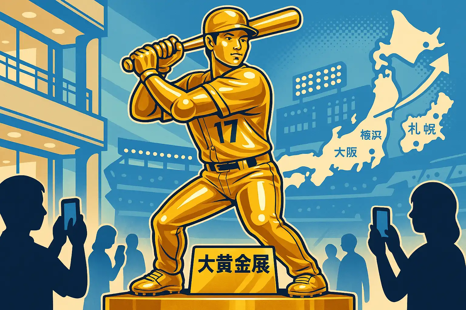 大谷翔平 等身大黄金像と大黄金展