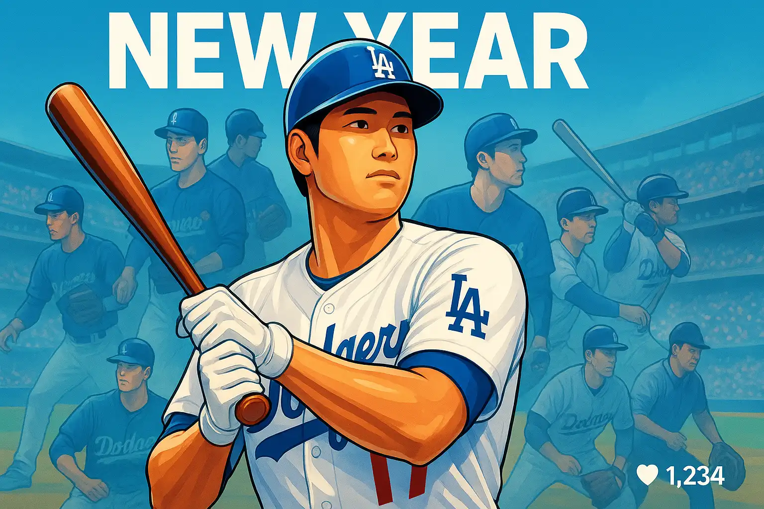 MLB公式新年コラージュで大谷翔平が“特等席”に配置